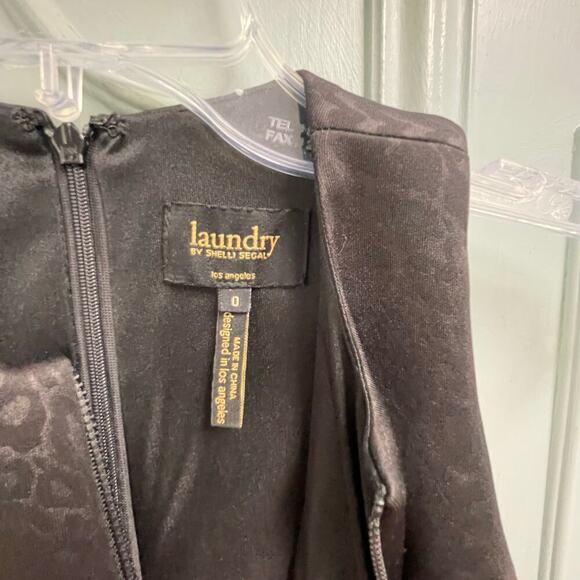 Laundry by Shelli Segal Black Leopard Dress Sleeveless Fit Flare Size 0 - Picture 3 of 6